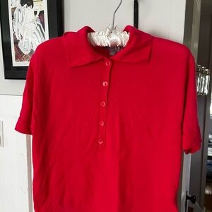 NWOT JCrew cashmere collar short sleeve sweater top in dark pink - S